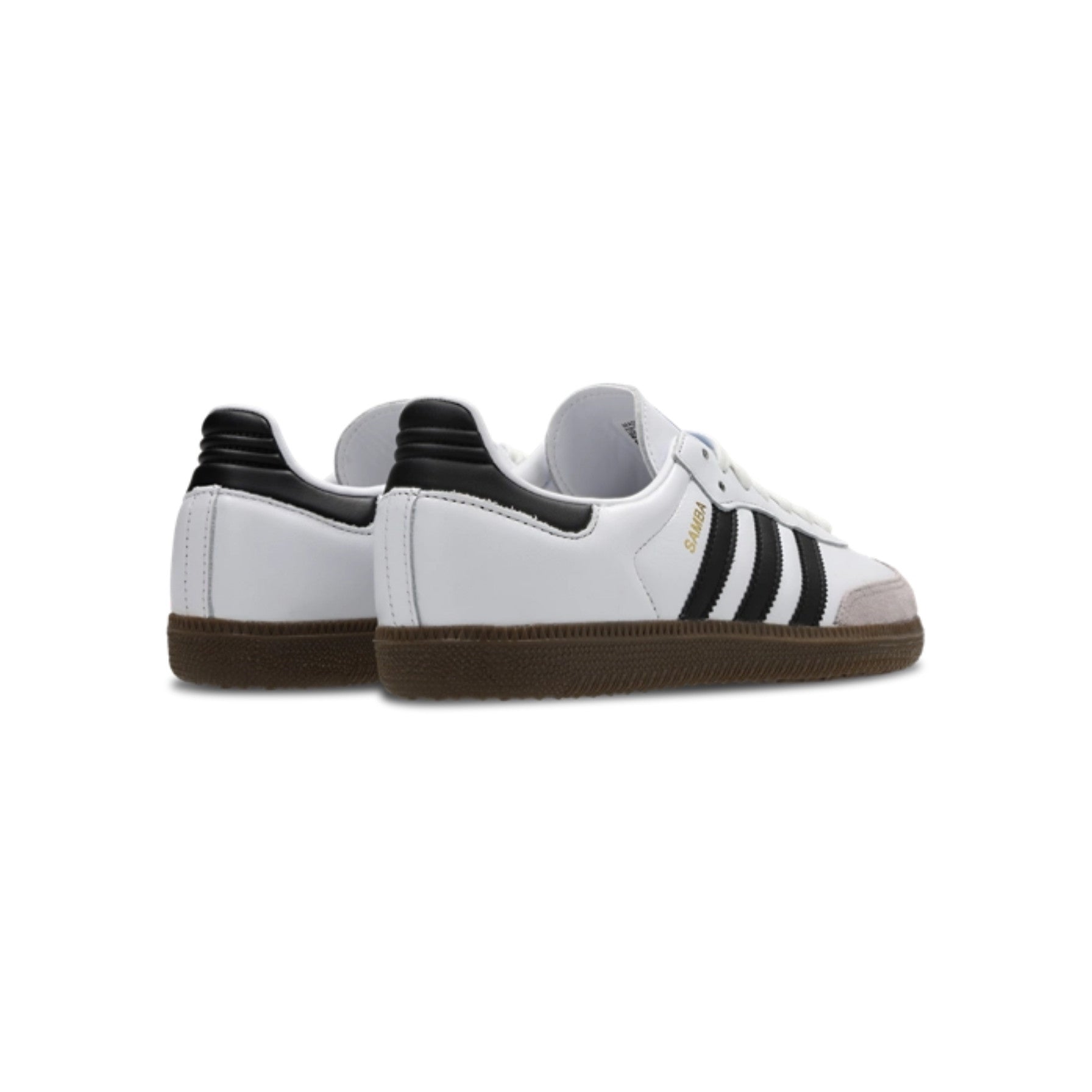 White sneakers with black stripes on a white background