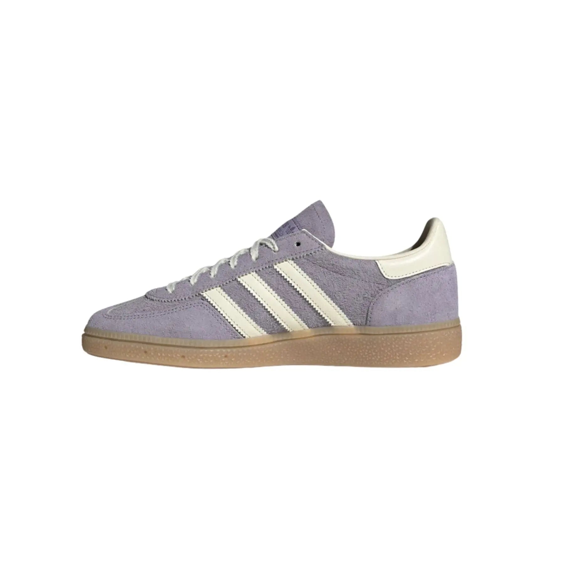 Gray Adidas sneaker with white stripes on a white background