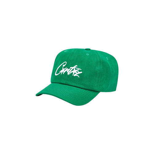 Green cap with white logo on a white background