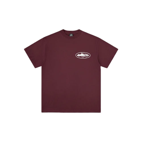 Black polo shirt with a logo on a white background