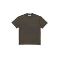 Dark green t-shirt with 'ESSENTIALS' text on a white background