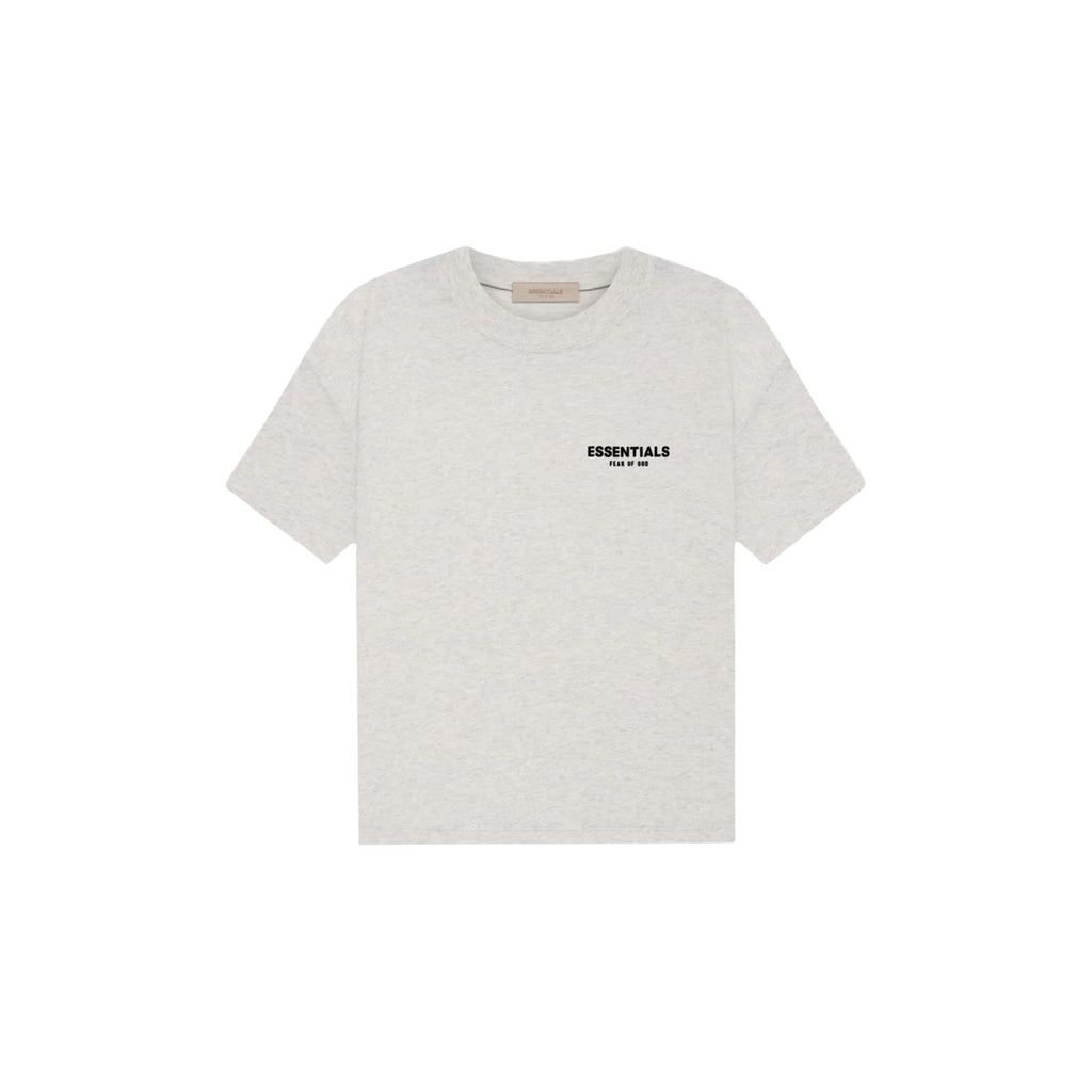 White t-shirt with a graphic design on a white background