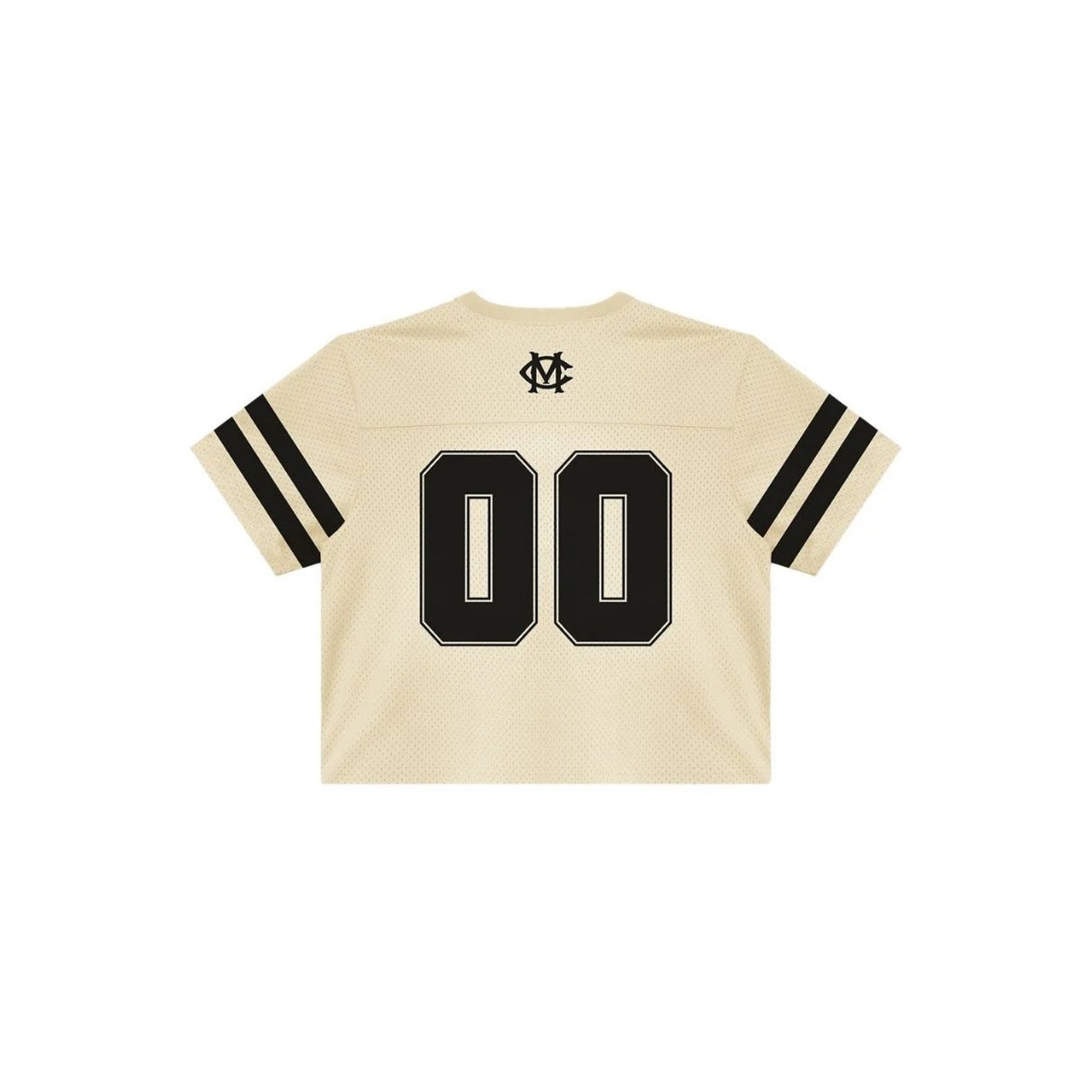 Beige sports jersey with black numbers and accents on a white background