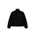 Black jacket with a small logo on a white background