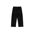 Black pants with a small logo on a white background
