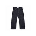 Dark blue jeans on a white background