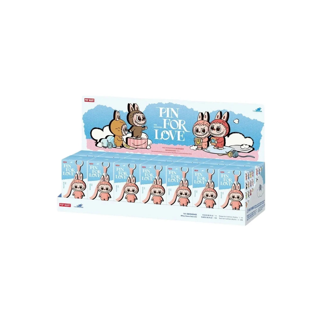 Box of 'Pin for Love' with cartoon characters on a white background