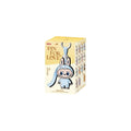 A collectible blind box for a 'Pin for Love' character pin, featuring a cute cartoon bunny character in a light blue outfit on a pale yellow and cream-colored box.