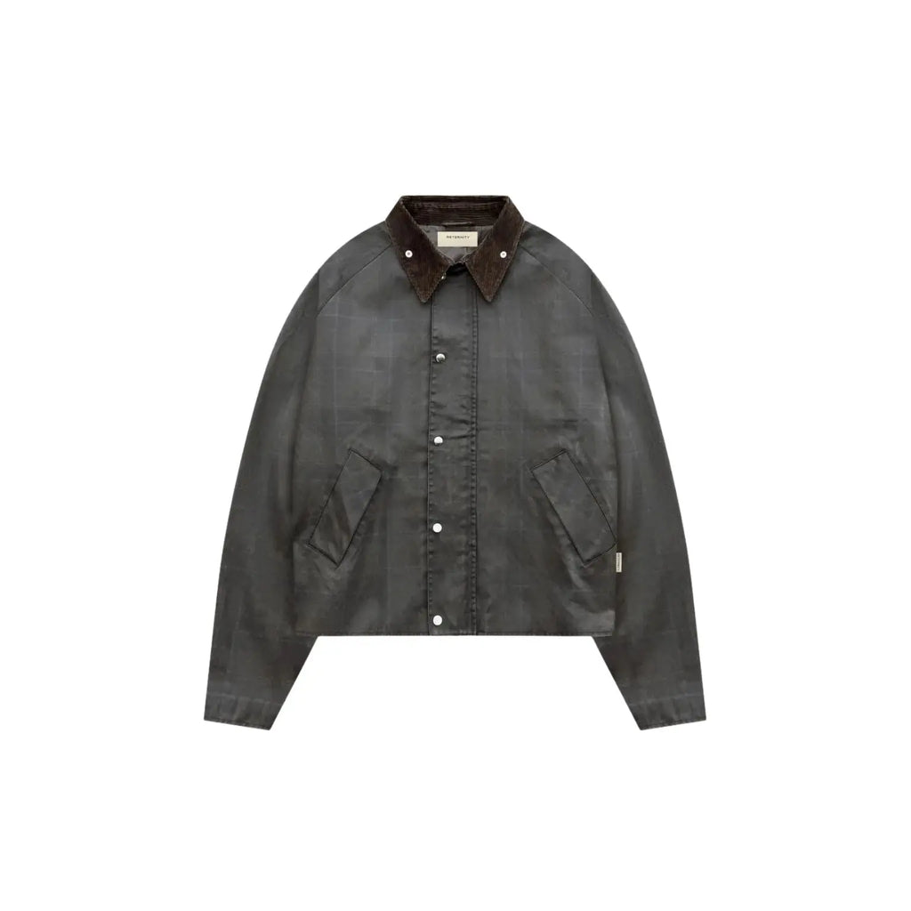Reternity Checkered Waxed Hunting Jacket Dark Blue Ryva Store