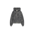 Gray hoodie with a zipper on a white background