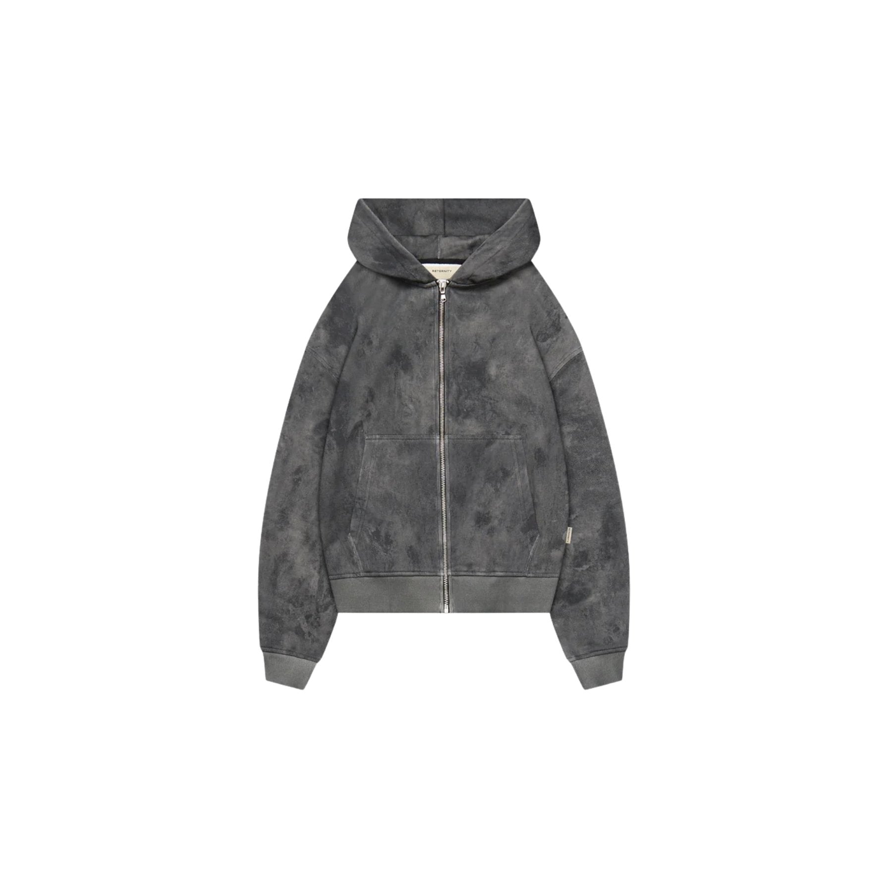Gray hoodie with a zipper on a white background