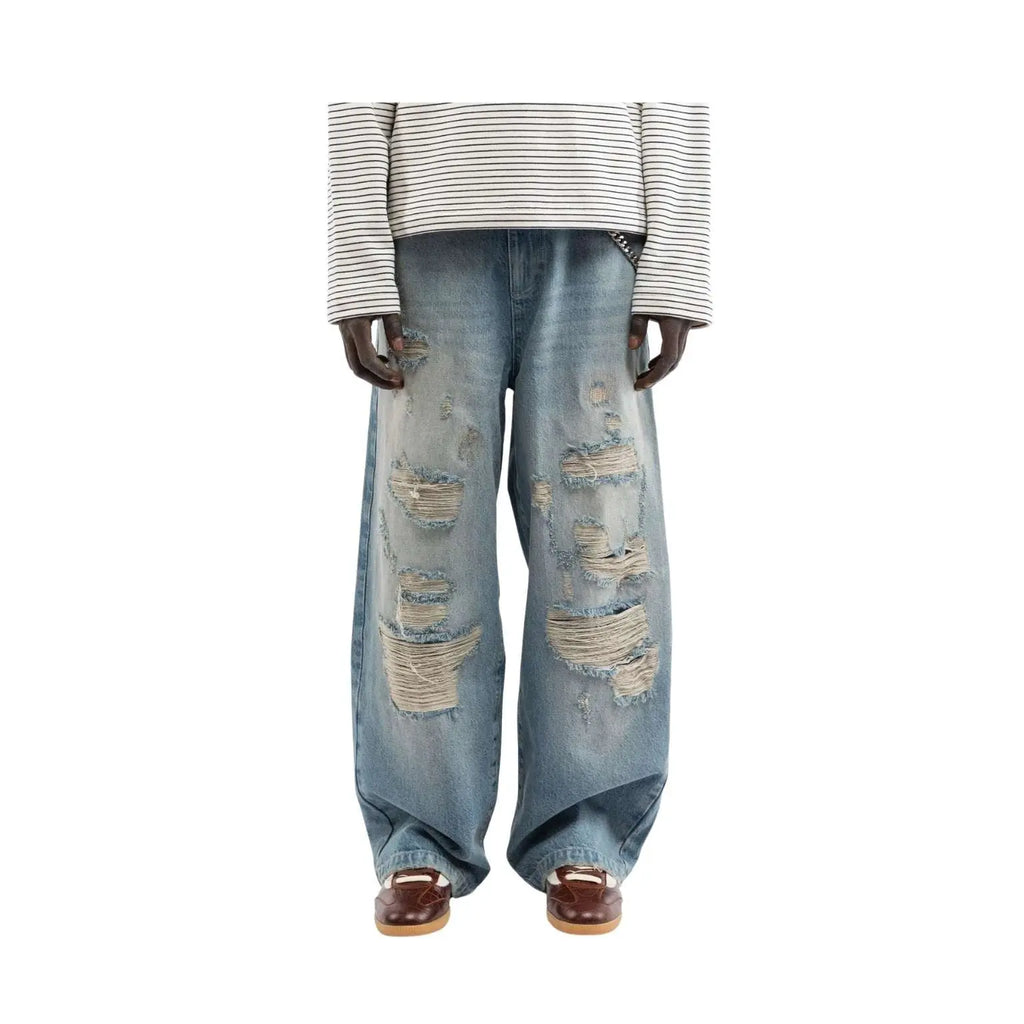 Reternity Distressed Baggy Denim Washed Blue Ryva Store