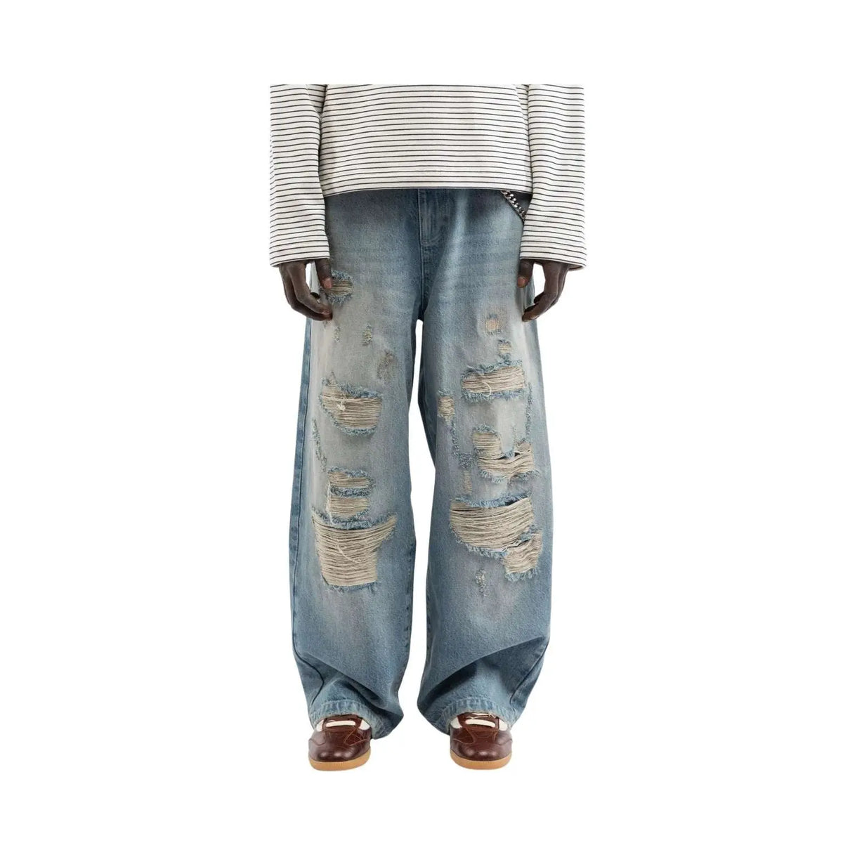 Reternity Distressed Baggy Denim Washed Blue Ryva Store
