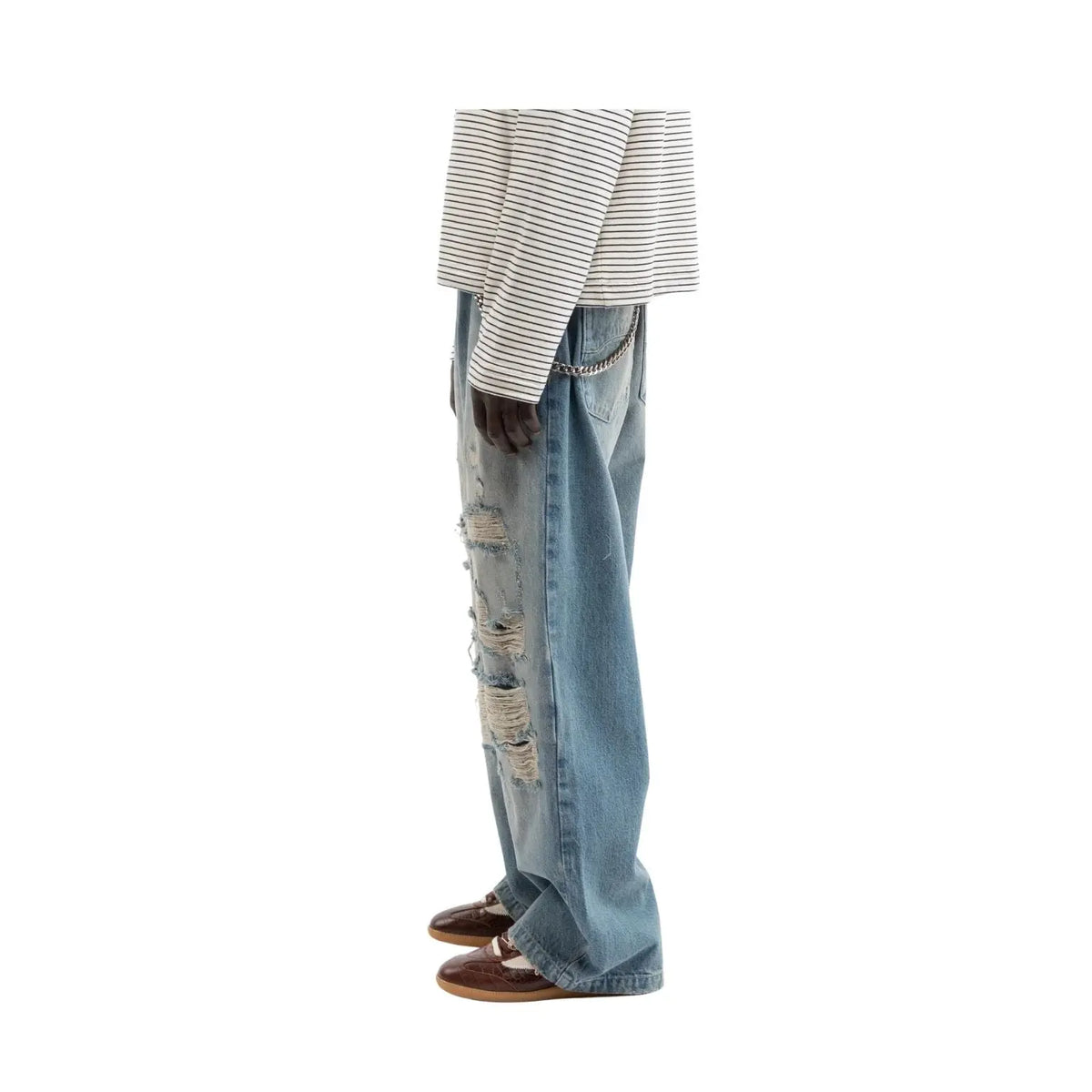 Reternity Distressed Baggy Denim Washed Blue Ryva Store