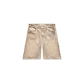 Beige denim shorts on a white background