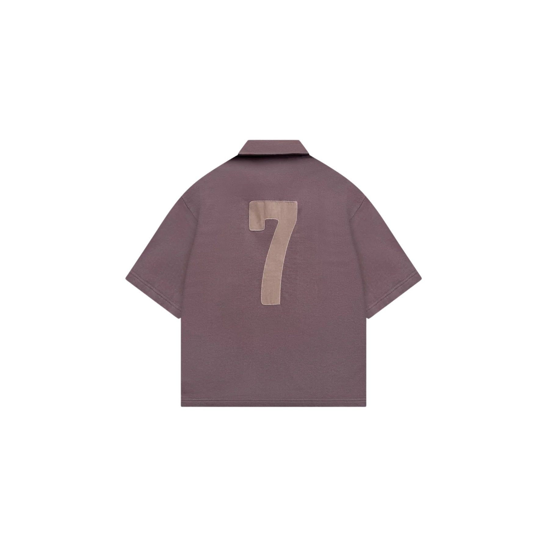 Brown shirt with number 7 on the back against a white background