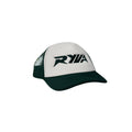 White and green cap with a logo on a white background