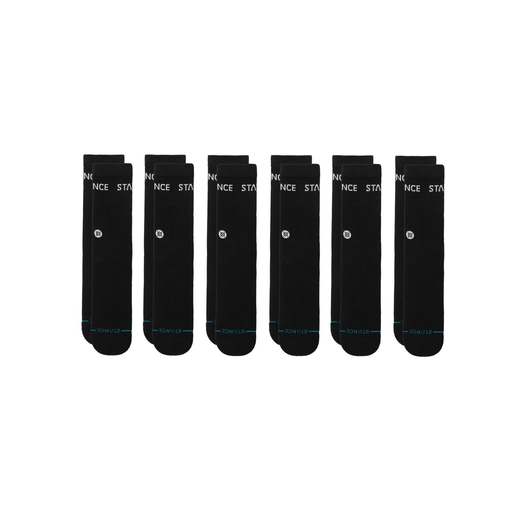 Set of black socks with brand name on a white background