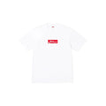 White t-shirt with a red logo on a white background