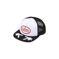 Black and white cap with Supreme logo on a white background