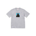 A heather gray Supreme t-shirt featuring a graphic print of the brand's 'Fear and Loathing in Las Vegas' album cover on the center chest, displayed flat against a plain white background.