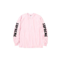 Pink long-sleeve shirt with 'Supreme' logo on a white background