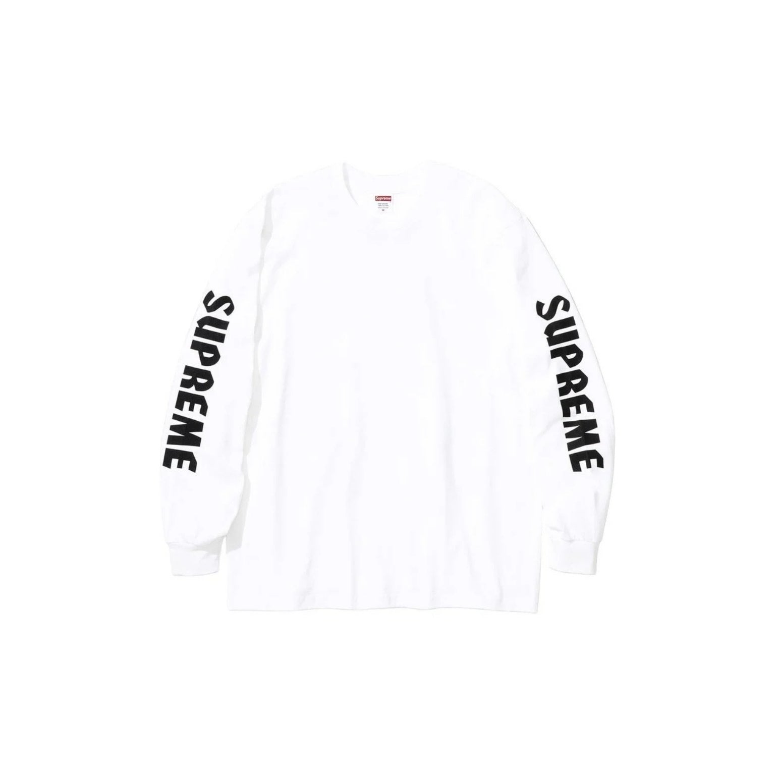 White hoodie with 'Supreme' logo on a white background